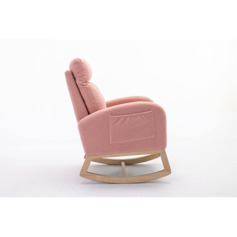 Teddy Fabric Rocking Chair With Right Pocket