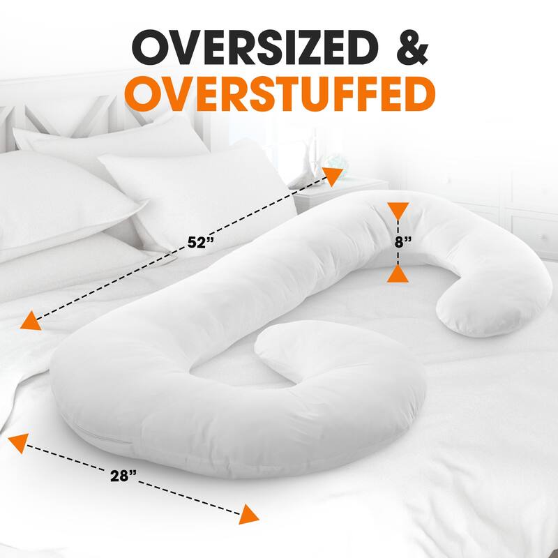Cheer Collection J-Shape Kapok Pregnancy Body Pillow with Washable Cover
