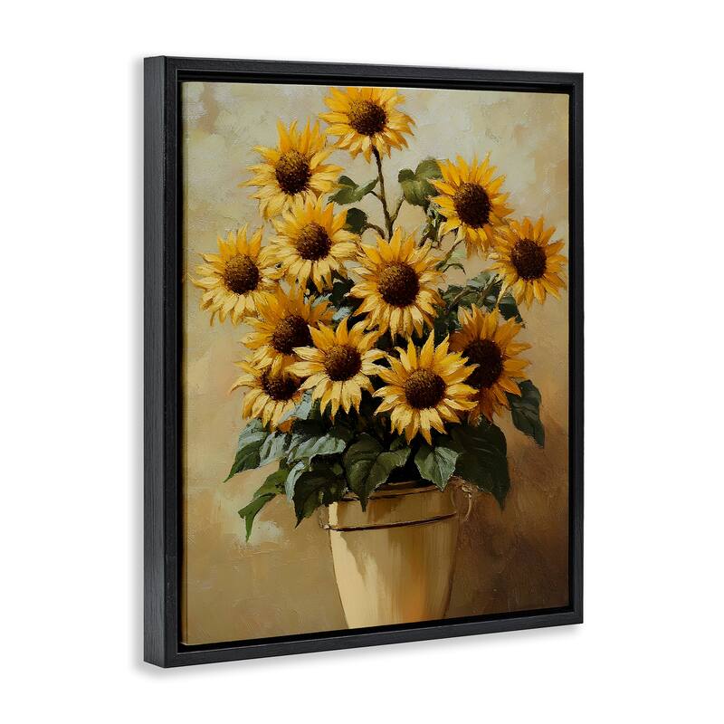 Stupell Sunny Sunflowers Arrangement Framed Floater Canvas Wall Art Design By Franklyn Gregory