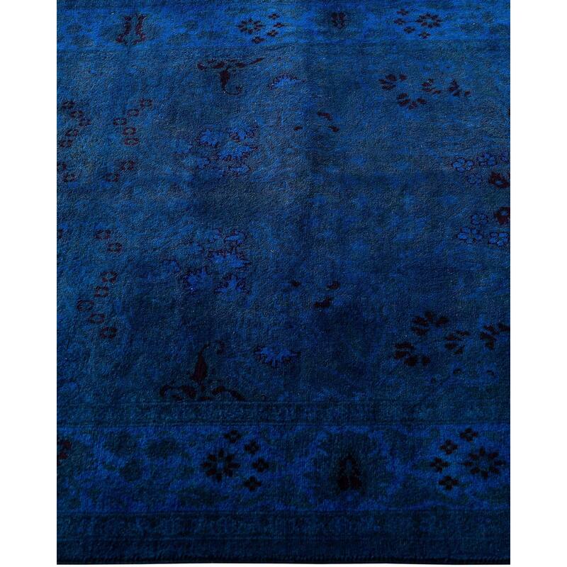 Fine Vibrance One-of-a-Kind Hand-Knotted Runner Rug - Navy, 3' 1" x 15' 1" - 3' 1" x 15' 1"