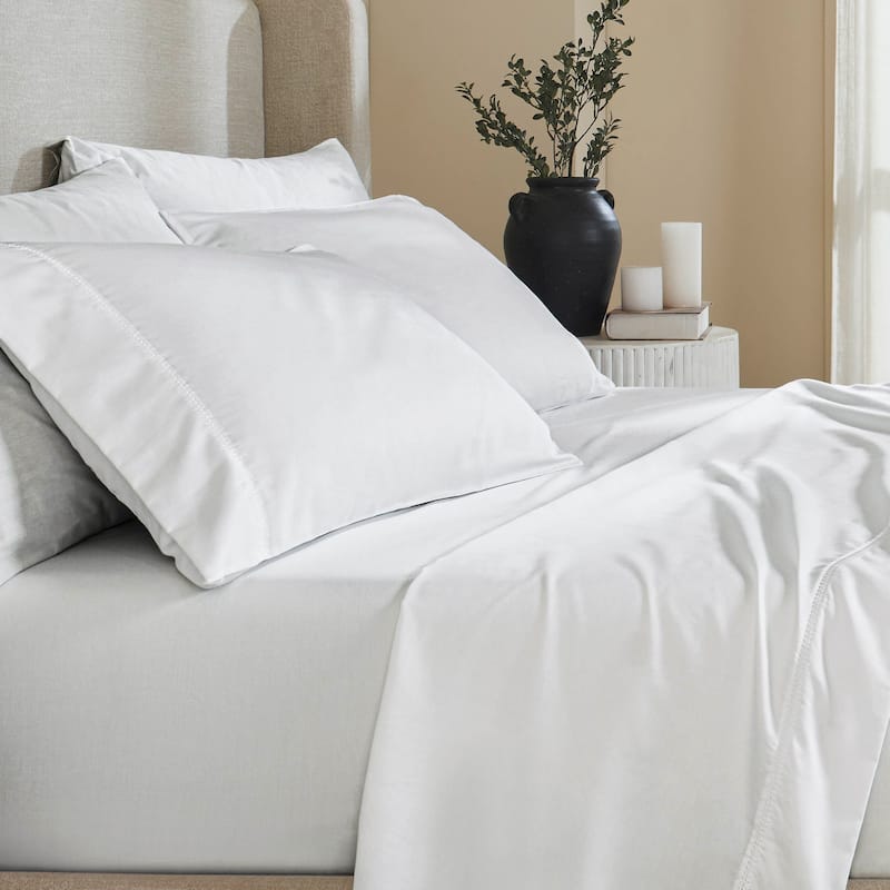 Superior Pandora Cotton Blend Embroidered 600 Thread Count Sheet Set - Full - White