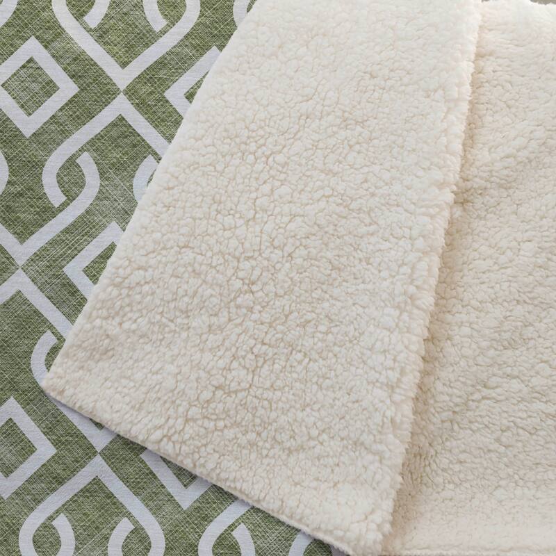 Premium Machine Washable Modern Scroll Sherpa Throw Blanket