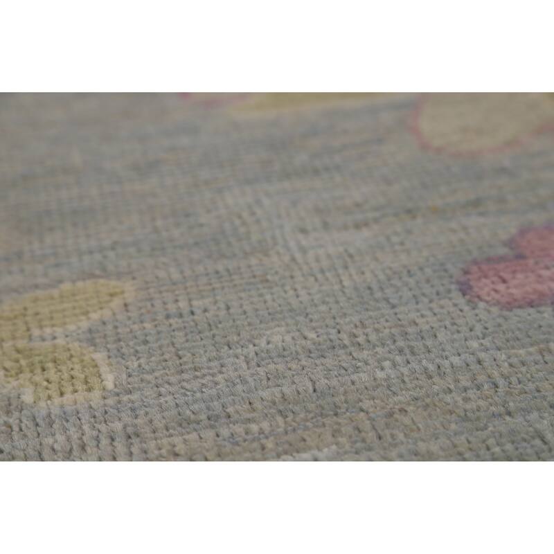 Hand Knotted Oriental 100% Wool Carpet Transitional All-Over Navy Blue & Blues Oushak Area Rug - 9' 11'' X 8' 2''