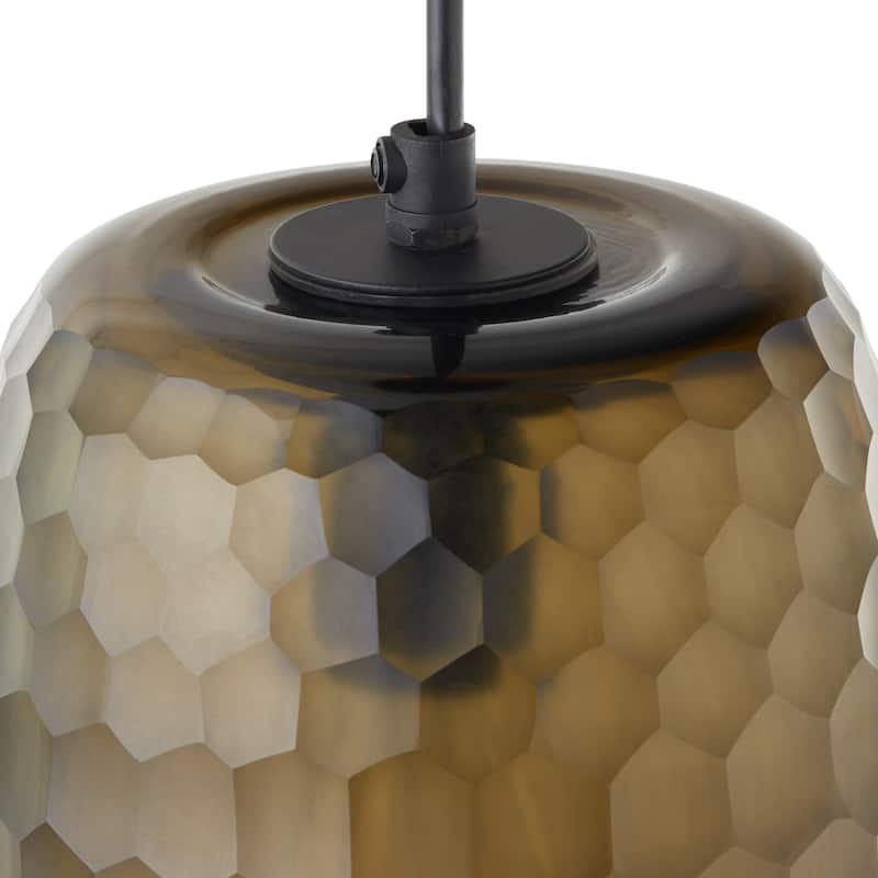 Beverly River of Goods Black Metal and Hand-Blown Glass Globe 7-Inch Pendant Light with Adjustable Hanging Cord - 7" x 7" x 64"