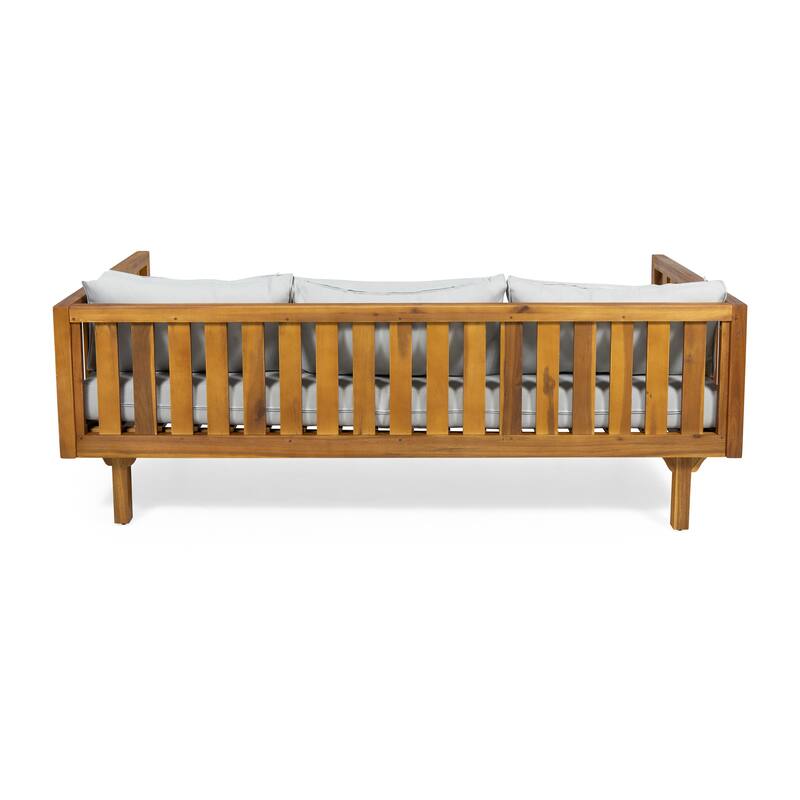 Acacia Wood 3 Seater Daybed Slat Panel Design Water Resistant Cushions