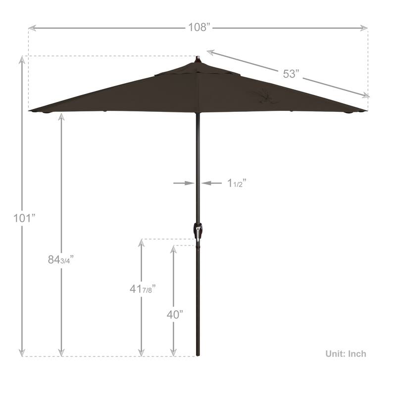 California Umbrella 9' Round Crank Lift Auto Tilt 8 Rib Aluminum Patio Umbrella, Bronze Finish, Pacifica Pacific Blue Fabric