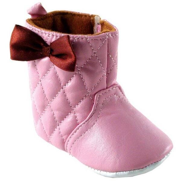 slide 1 of 1, Luvable Friends Baby Girl Crib Shoes, Pink Quilted