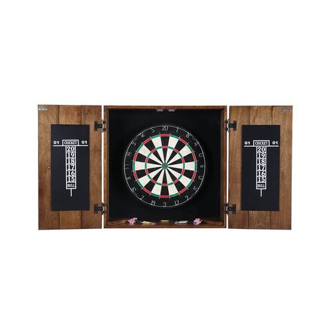 Drifter Solid Wood Dartboard and Cabinet Set - Rustic Oak
