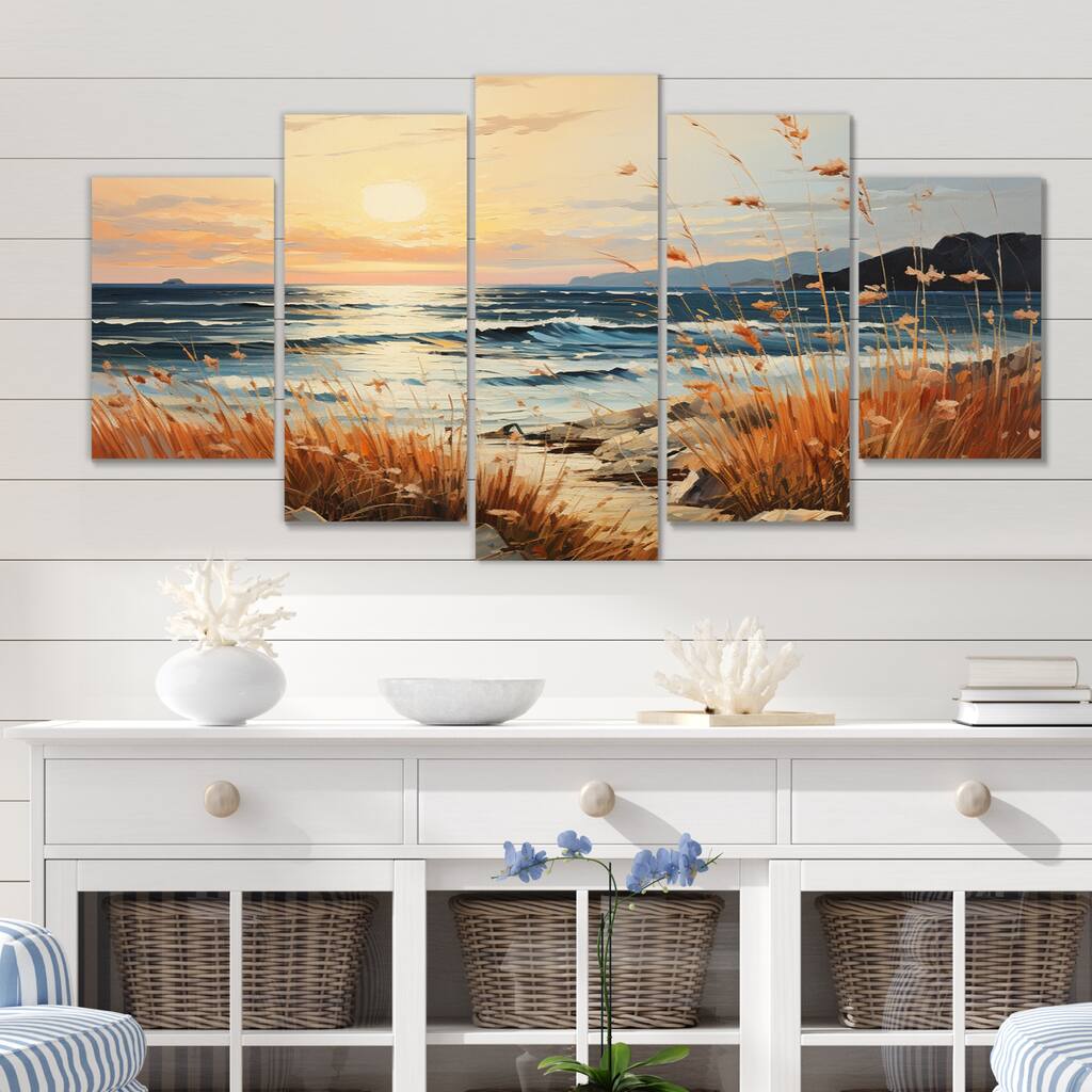 Designart "Beach Breeze Pointillism III" Nautical & Beach Metal Wall Décor Set