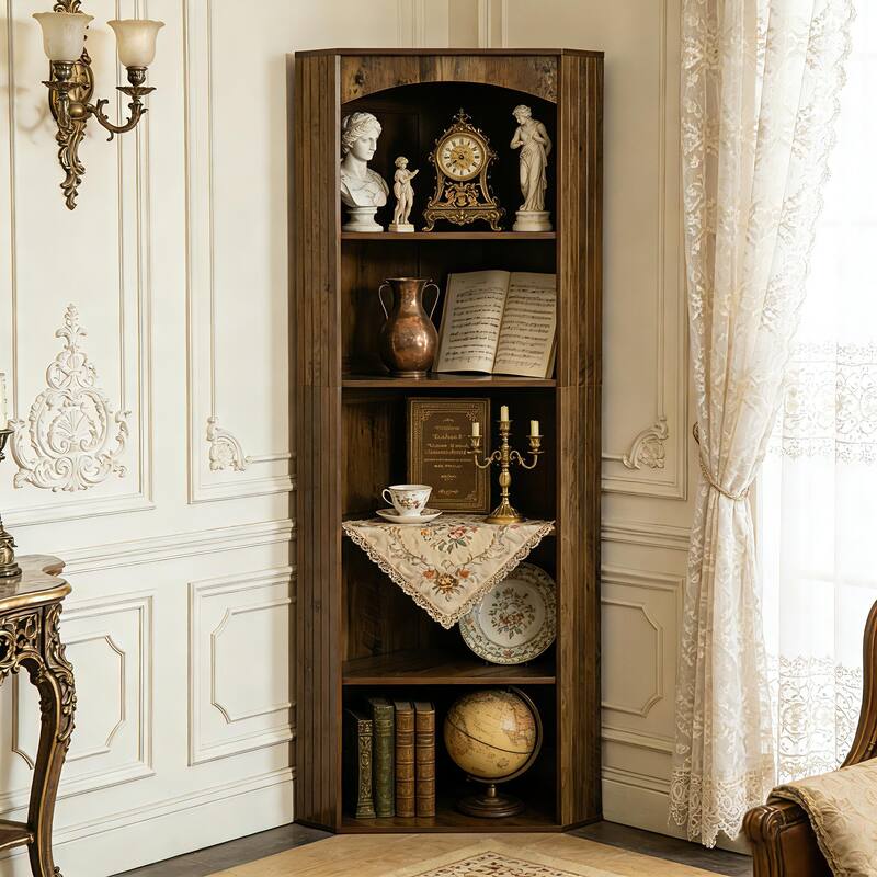 Corner Storage Cabinet, Corner Shelf Bookshelf Bookcase Display Rack, Living Room Bedroom Kitchen Home Office