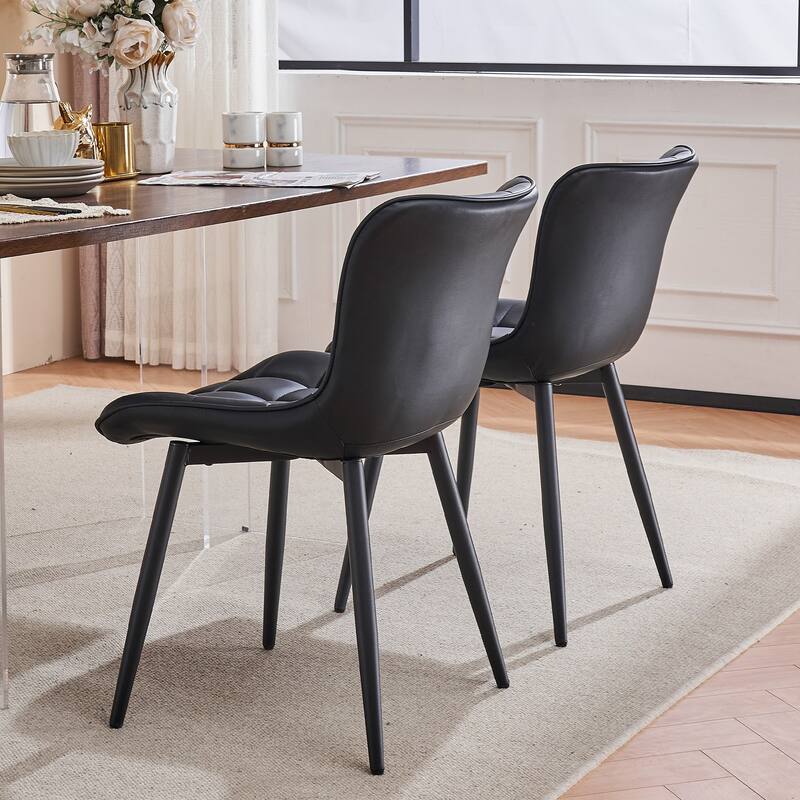 Modern Kitchen Dining Chairs, PU Leather Upholstered, Set of 2