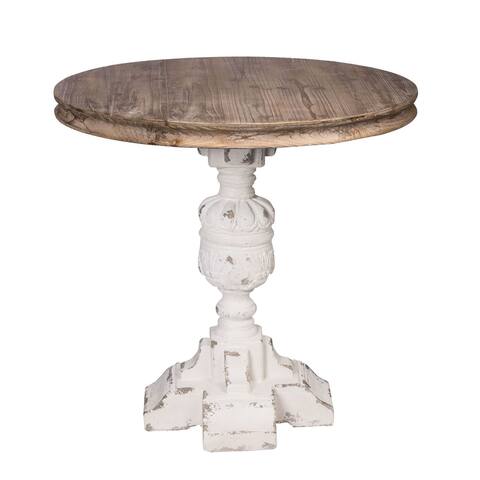 31.5" White and Brown Distressed Southern Living French Country Natural Table