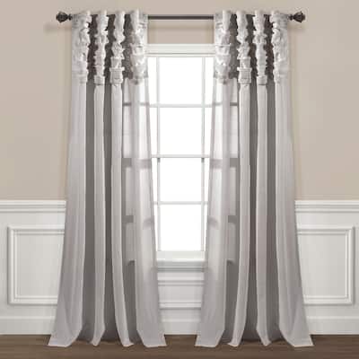 Lush Decor Ruched Waterfall Linen Window Curtain Single Panel - 84" x 52"