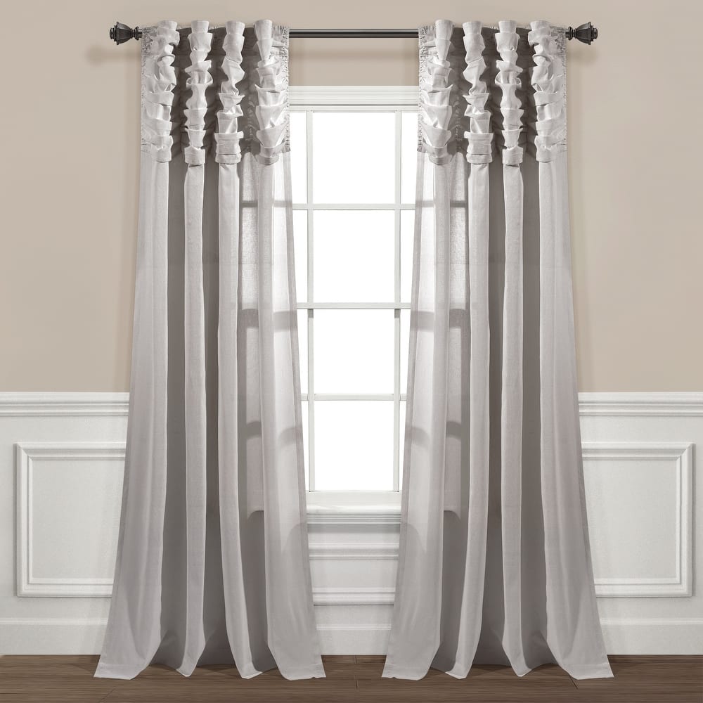 Lush Decor Ruched Waterfall Linen Window Curtain Single Panel - 84" x 52"