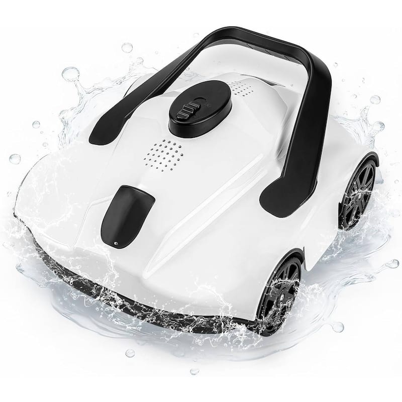 Cordless Pool Cleaner Robotic, Pool Vacuum for Inground Pools Up to 860 Sq.ft, White - N/A - White