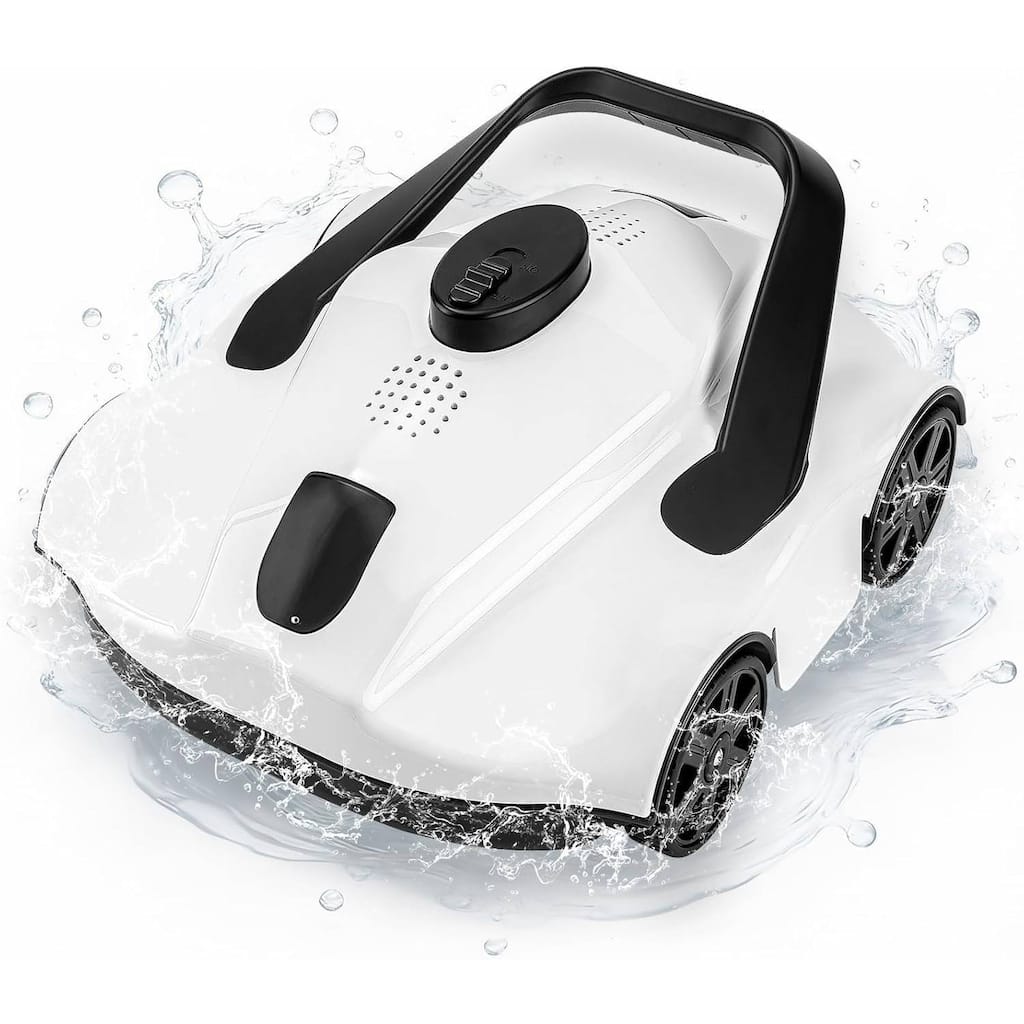 Cordless Pool Cleaner Robotic, Pool Vacuum for Inground Pools Up to 860 Sq.ft, White - N/A