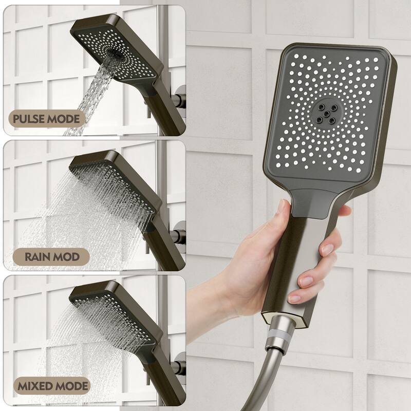 Rain Shower System Set,Led Digital Temperature Display,Waterfall Spout