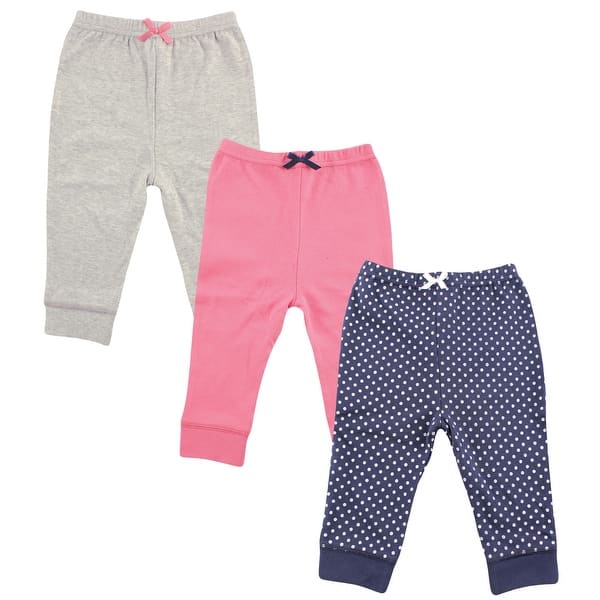 slide 1 of 1, Luvable Friends Toddler Girl Cotton Pants 3pk, Navy Polkadot Navy Polkadot - 2T