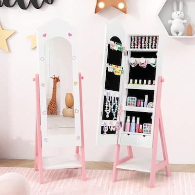 Kids Jewelry Armoire Wood Standing Children Jewelry Organizer