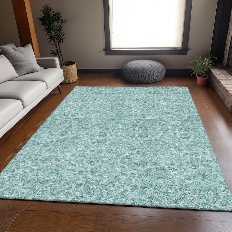 Premium Washable Super Soft Floral Modern Mayfield Rug - Teal - 2' 6" x 3' 10" - Rectangle