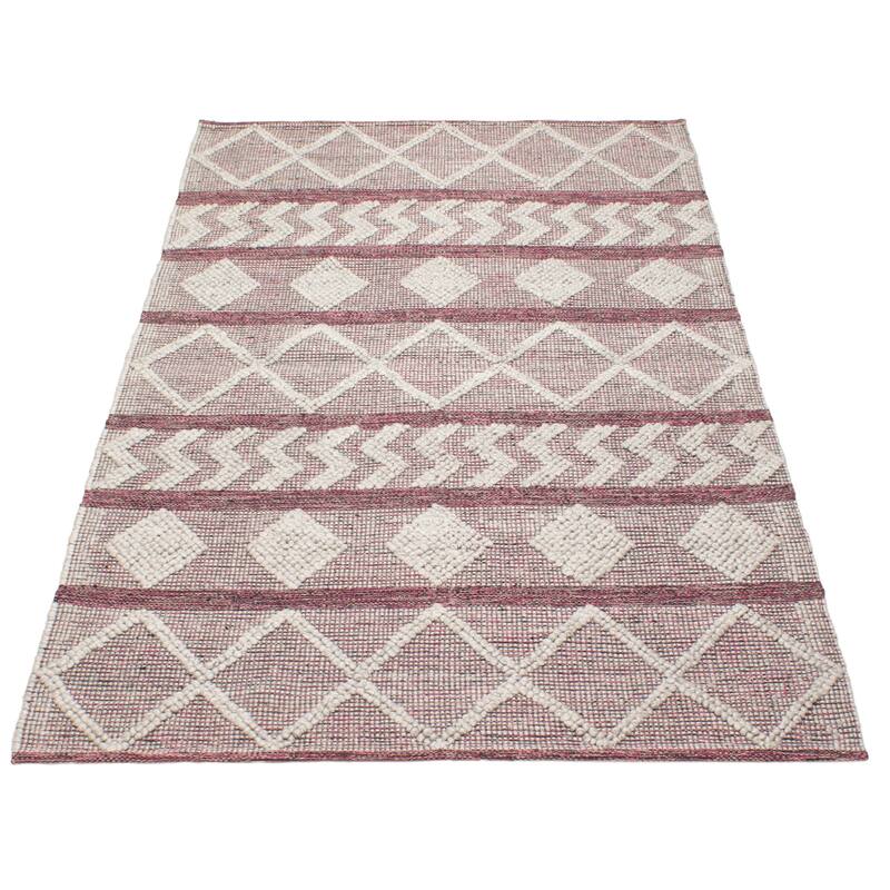 ECARPETGALLERY Braid weave Sienna Pink Wool Rug - 5'1 x 8'1