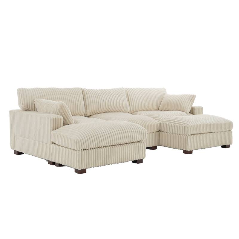 Modren Plush Oversized Modular Sectional Sofa Set with Chaise&Ottoman.