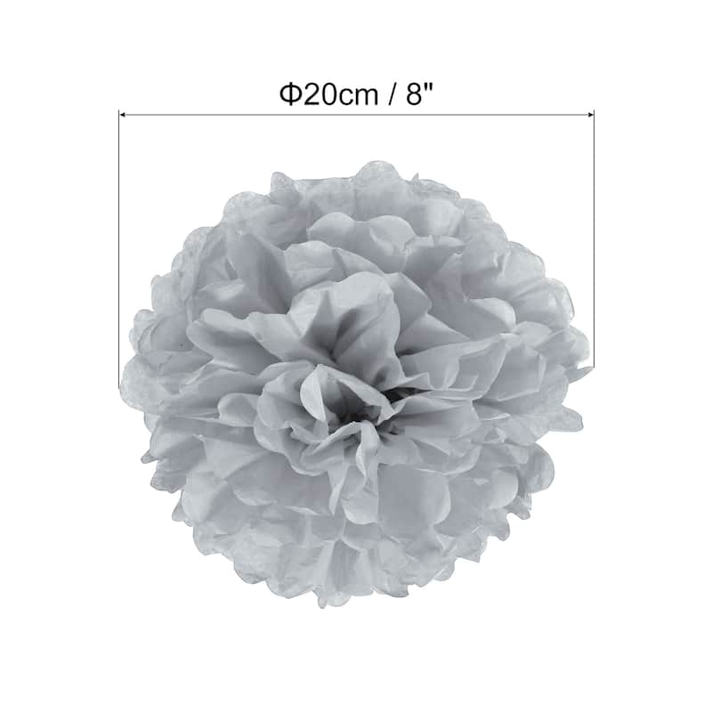 10Pcs Tissue Pom Poms Paper Flowers Ball Party Wedding Decor - Silver