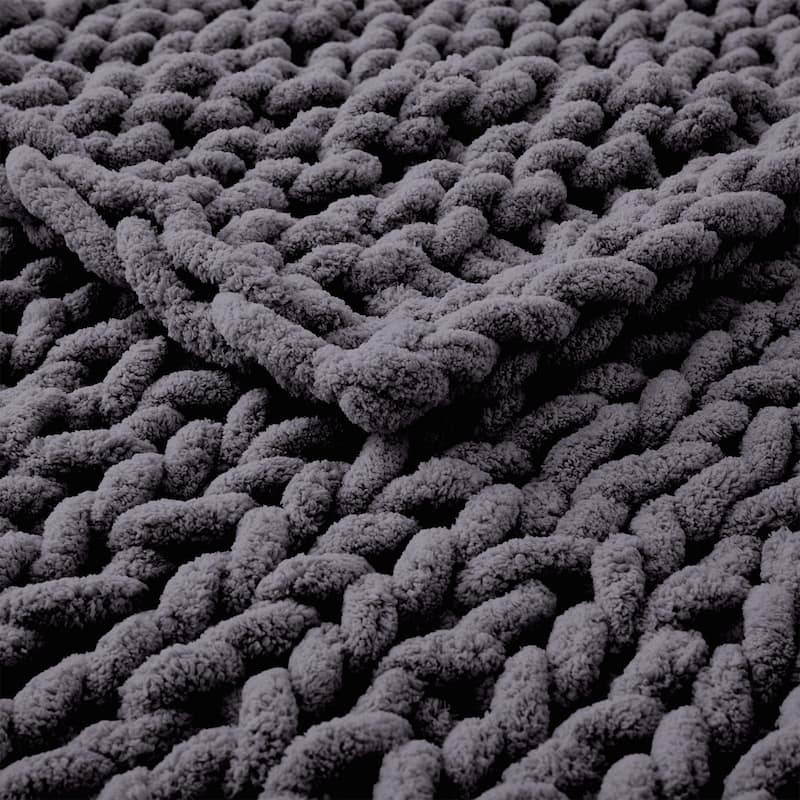 Handmade Chunky Knit Chenille Yarn Throw Blanket 50"x60"