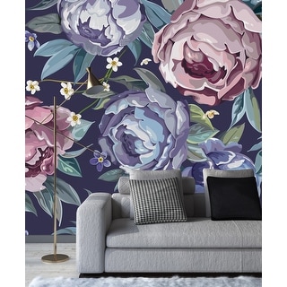 Dark Purple Floral Wallpaper Peel and Stick and Prepasted - Bed Bath ...