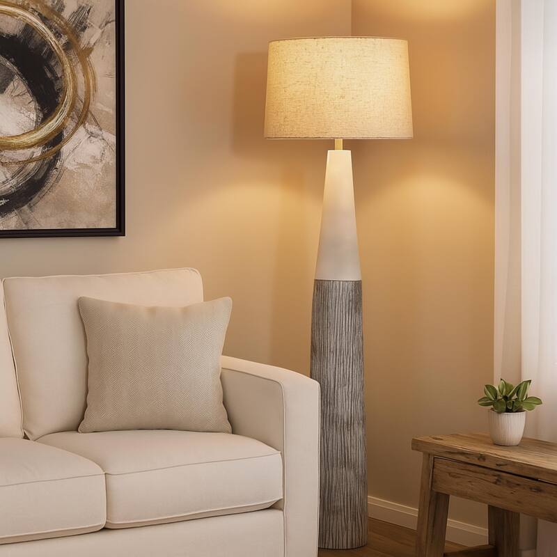 Aria Home Zuri 59" Resin Floor Lamp Linen Shade White Brown