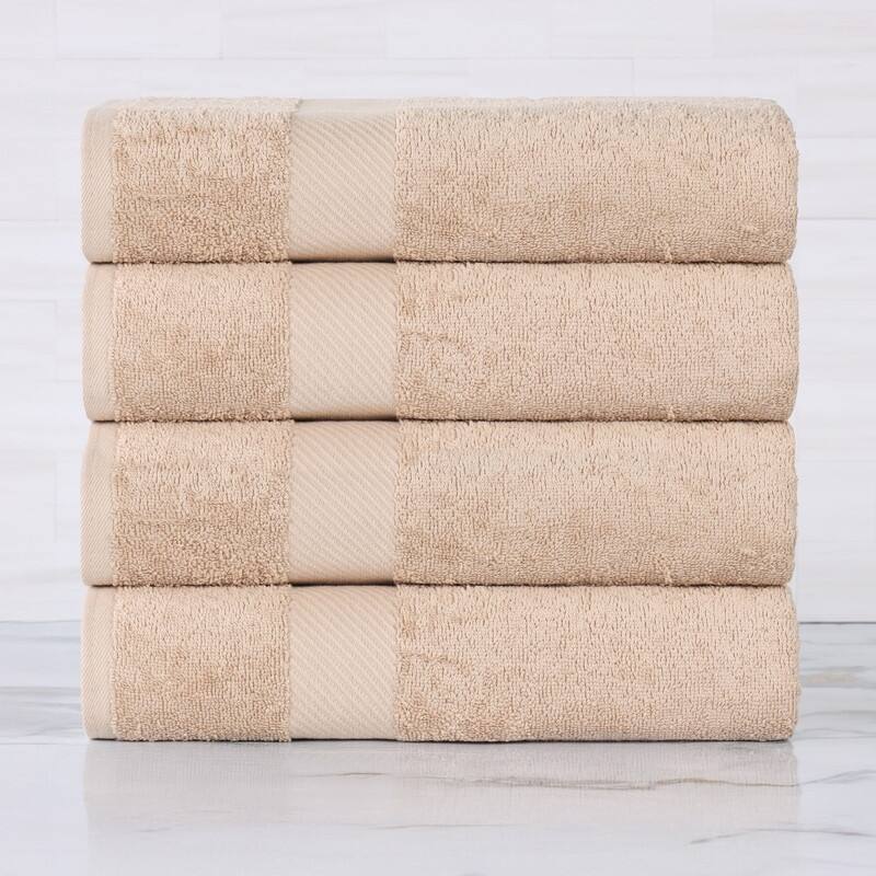 Superior Luxury Solid Highly Absorbent Egyptian Cotton Bath Towel - (Set of 4) - Fawn