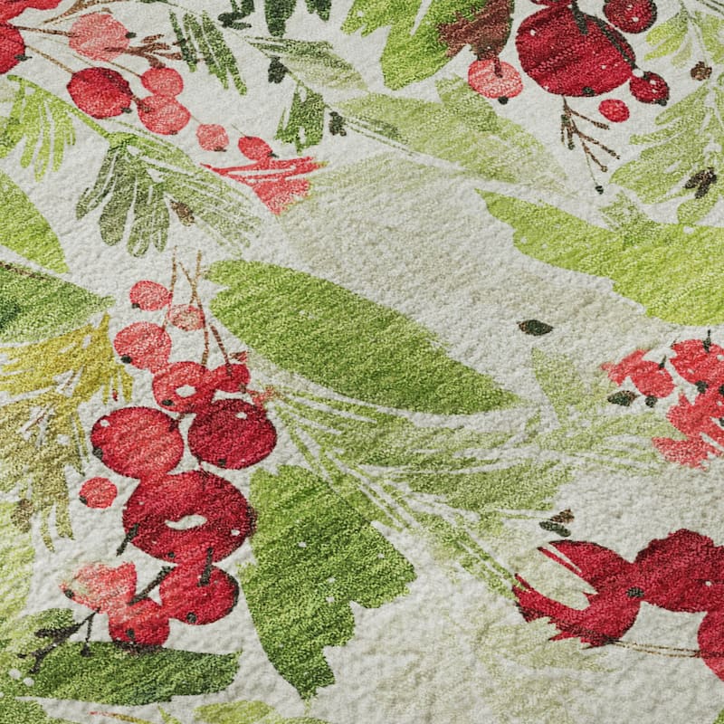 Premium Washable Super Soft Christmas Holly Mayfield Rug