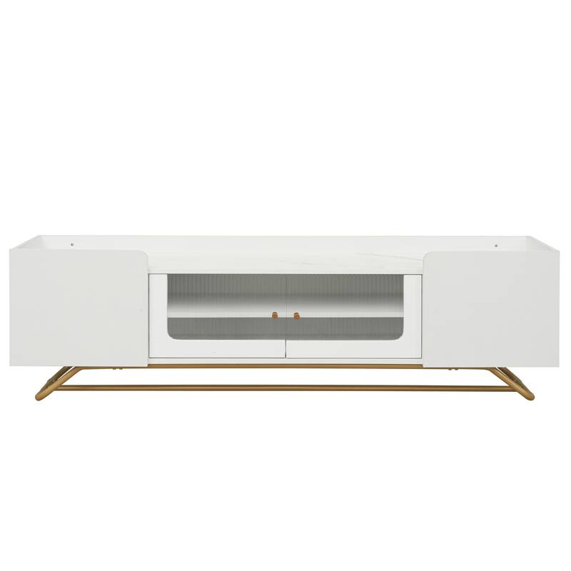 TV Console Table with Gold Frame Base
