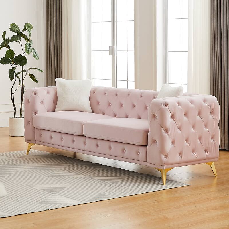 Modern Luxury Velvet Sofa with Chesterfield Quilted Button Accents