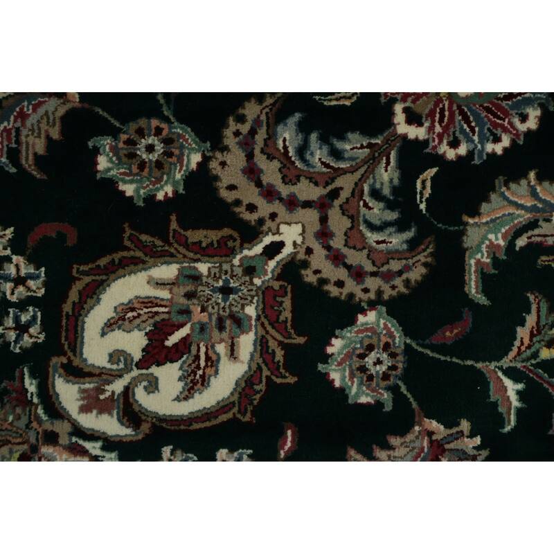 Hand Knotted Oriental 100% Wool Carpet Traditional Traditional Green Kashan Area Rug - 13' 7'' X 9' 8''