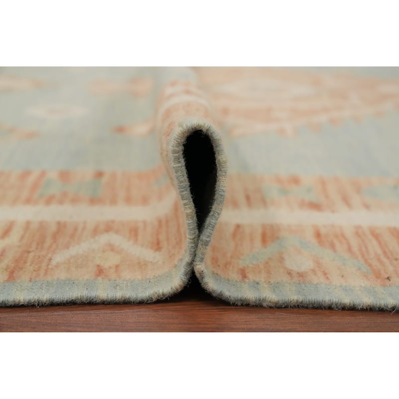 Hand Woven Oriental 100% Wool Carpet Southwestern Tribal Navy Blue & Blues Kilim Area Rug - 9' 9'' X 6' 5''