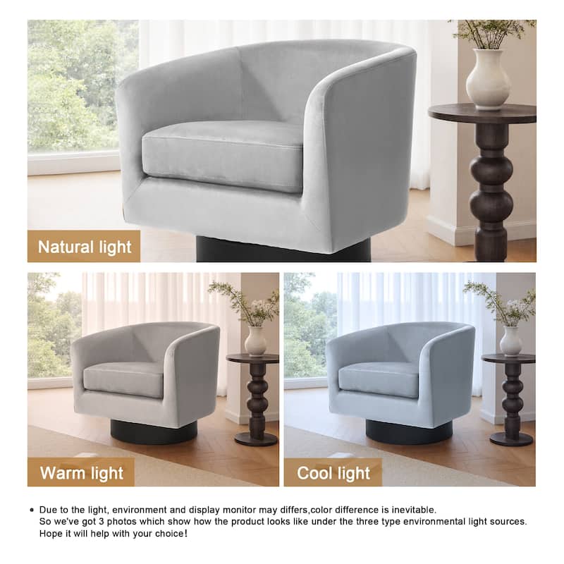 UIXE 360° Swivel Barrel Accent Chair Velvet Armchair For Living Room