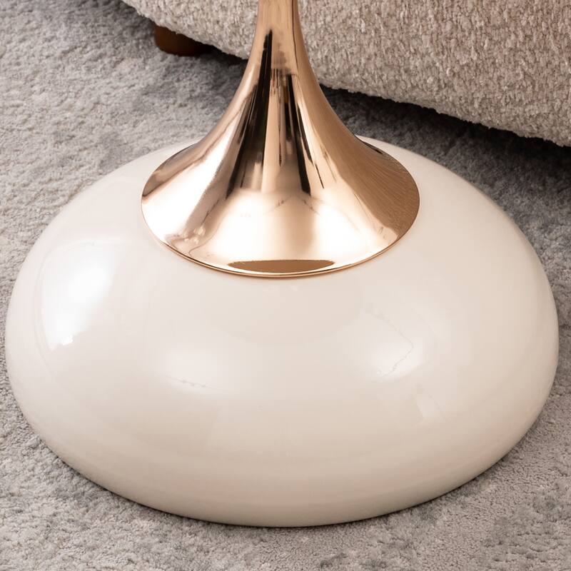 Mermaid Tail End Coffee Table Round Side Table, Modern Metal Pedestal Table, Minimalist Accent Table For Small Spaces