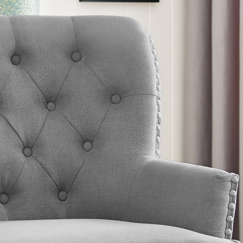 Moser Bay Mignon 30'' Wide Tufted Wingback Accent Chair with Ottoman, Velvet or Linen