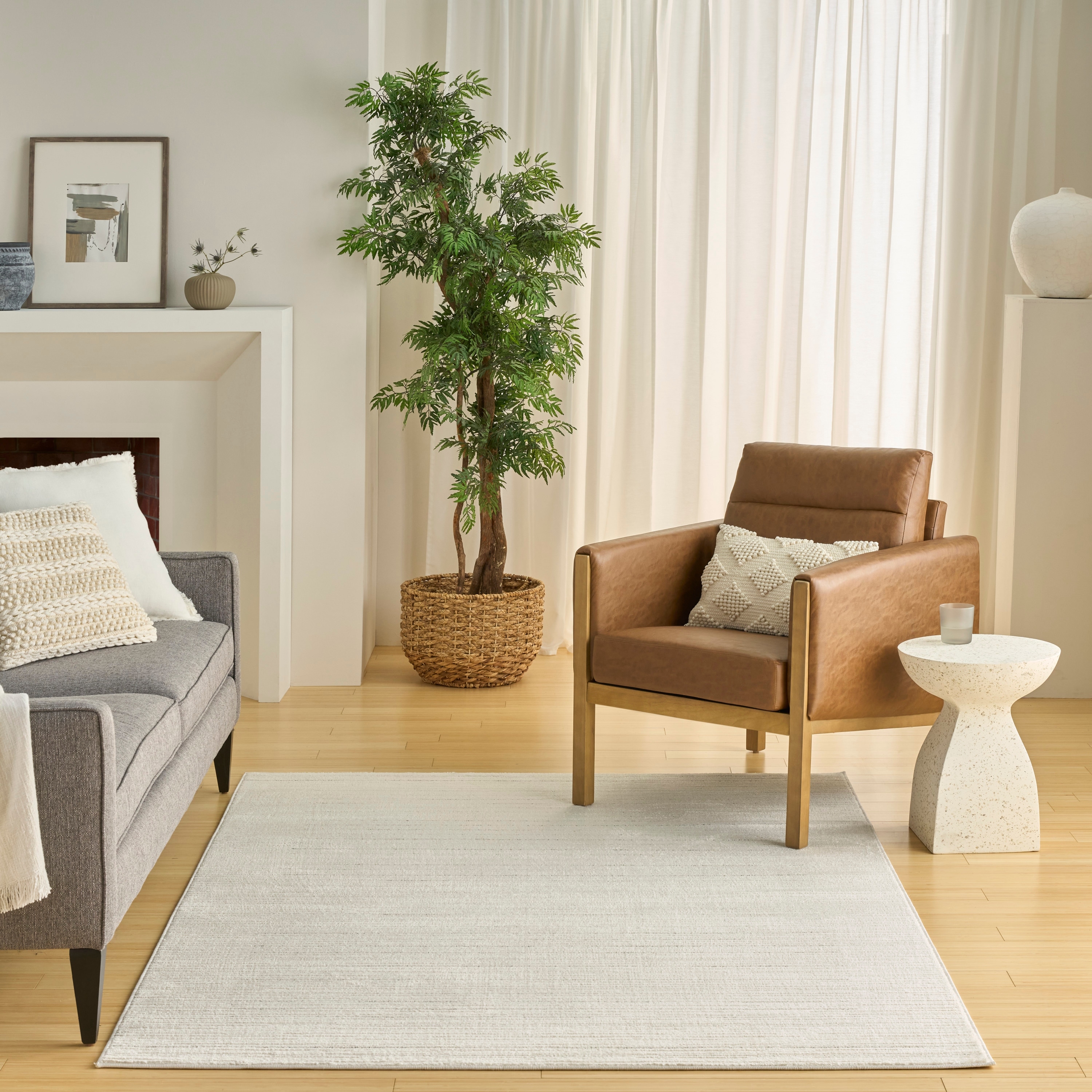 Nourison Ivory Hues Indoor only Cream / Ivory Abstract Area Rug