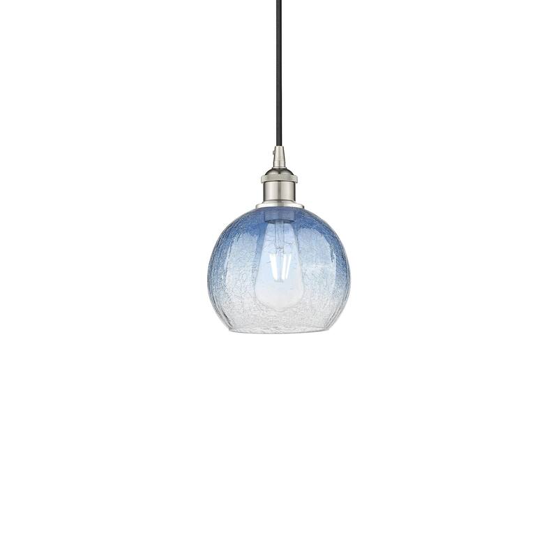 Innovations Lighting 616-1P-11-8 Brookhaven Globe Pendant Brookhaven - Polished Nickel / Sapphire Blue