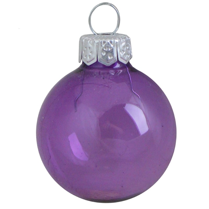 Shiny Finish Glass Christmas Ball Ornaments 1.25" (30Mm) Purple 40Ct