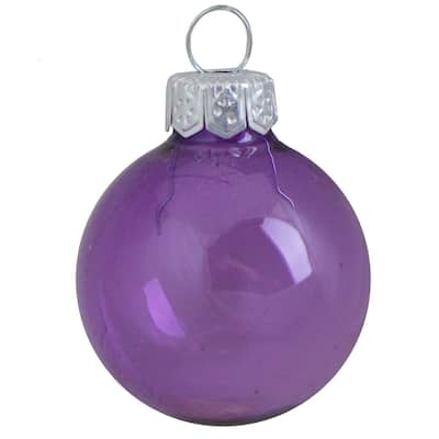 Shiny Finish Glass Christmas Ball Ornaments 3.25" (80Mm) Purple 8Ct