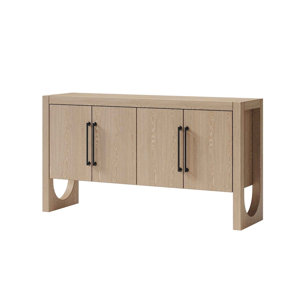 Modern Wood Sideboard, Dining Storage, TV Stand, Entertainment Console, Storage Cabinet, Fully Assembled, Light Brown