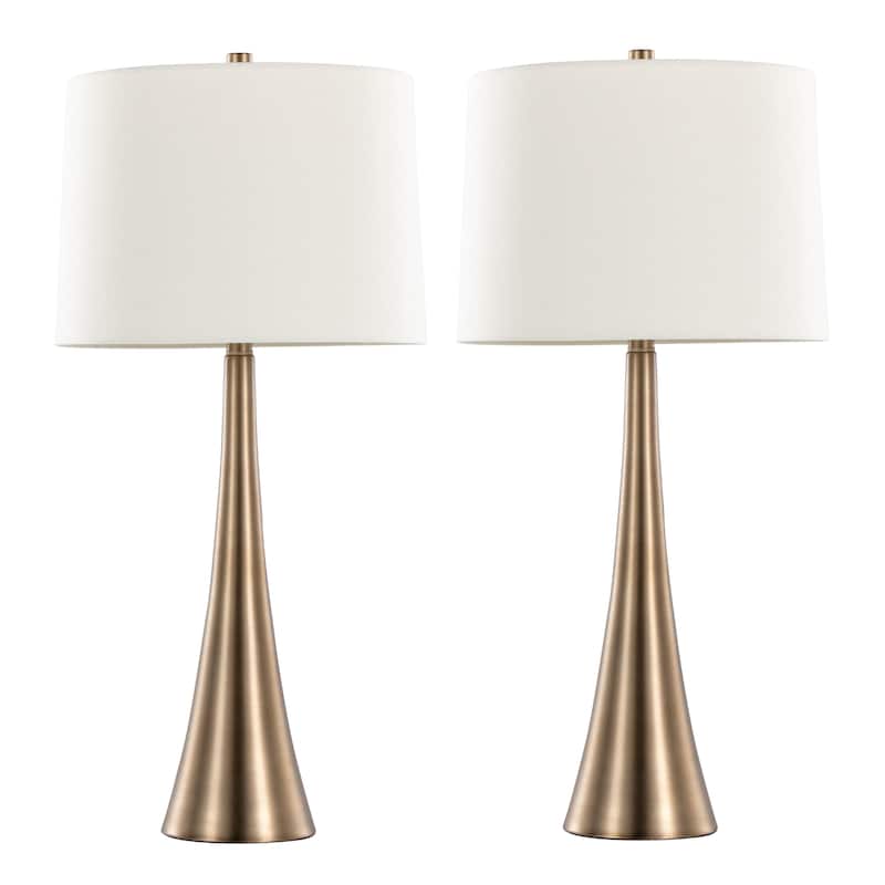 Silver Orchid Alba 29" Metal Table Lamp (Set of 2) - Matte Bronze/Off-White Linen Shade