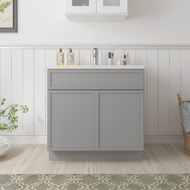 Vanity Art 30" Freestanding Single Base Storage Cabinet with Soft Close Doors - Gray