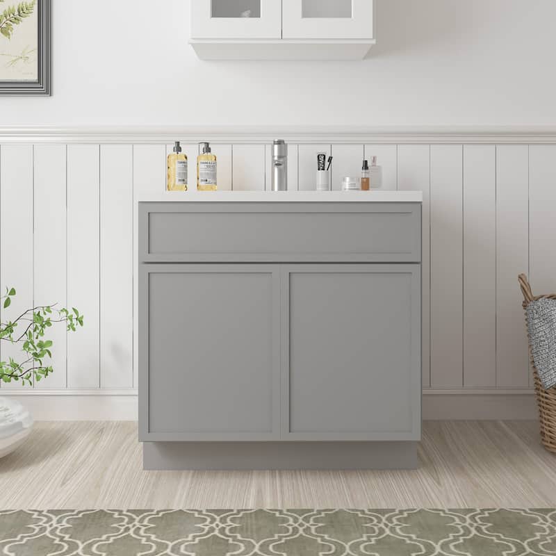 Vanity Art 36" Freestanding Single Base Storage Cabinet with Soft Close Doors - Grey