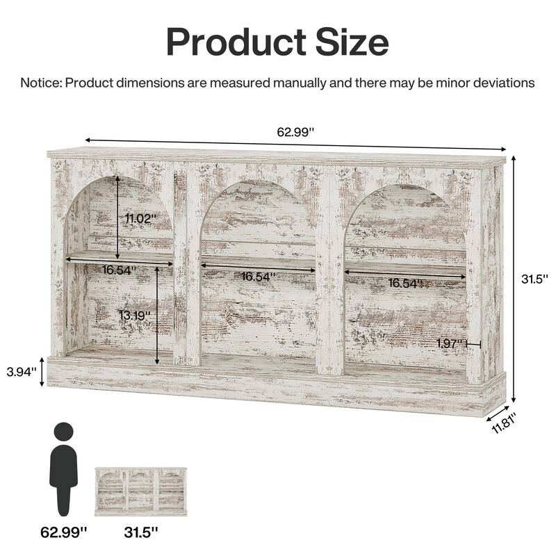 Farmhouse Console Table, 63'' Long Entryway Table with 3 Tier Storage