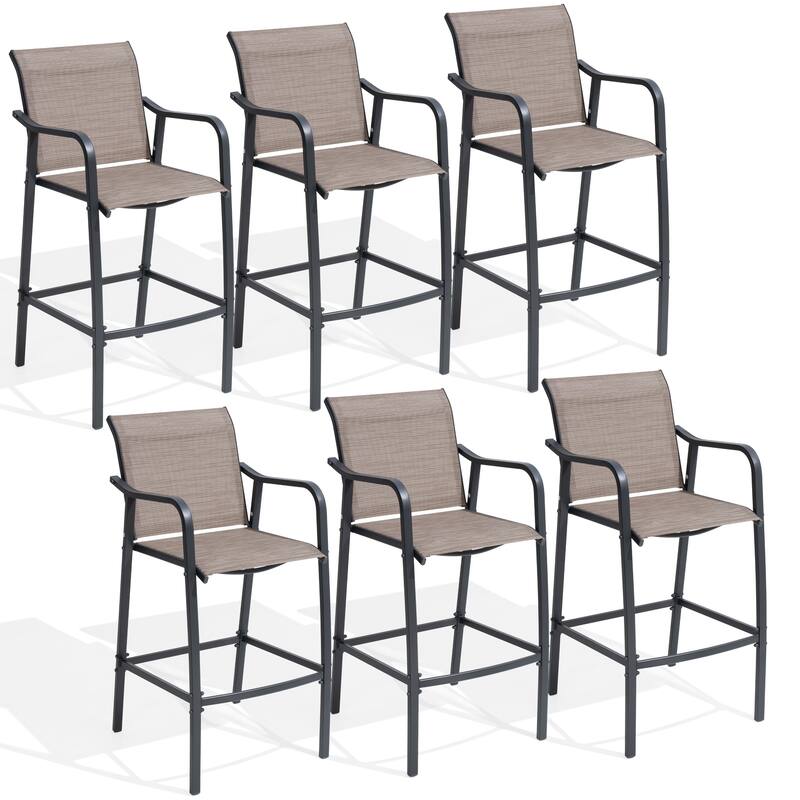 Lightweight Bar Height Barstools Outdoor Bar Stools Patio Bar Chairs - 21.3" W x 22.5" D x 44" H - Espresso - 6PC