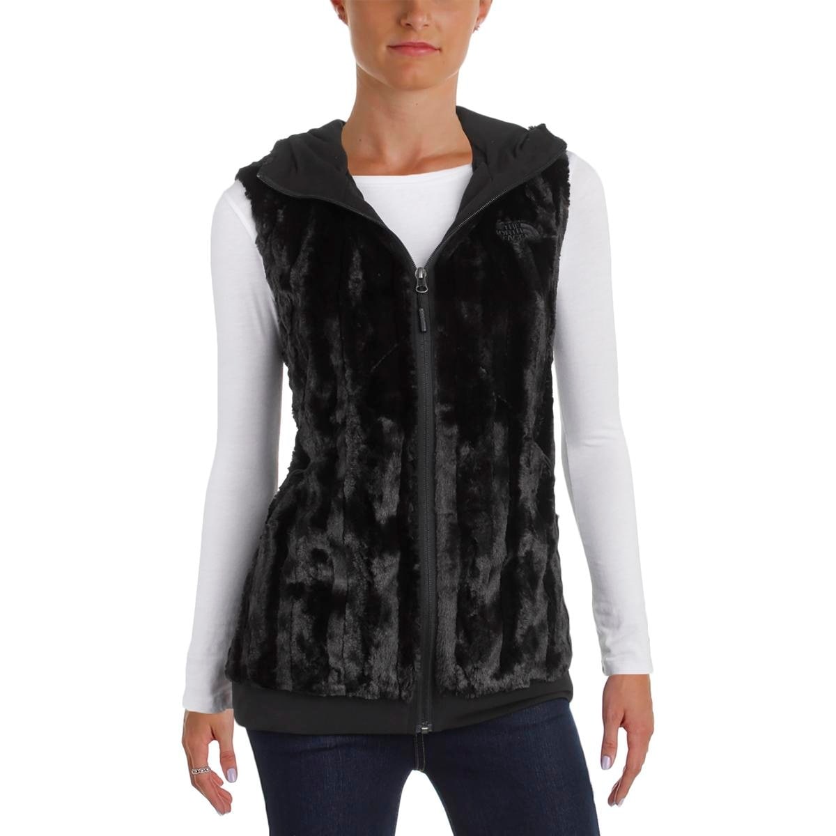 north face faux fur vest